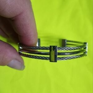 Stainless steel cable wire cuff bracelet